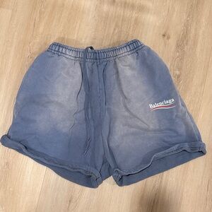 Balenciaga Blue Washed Cotton Shorts Unisex Size Small